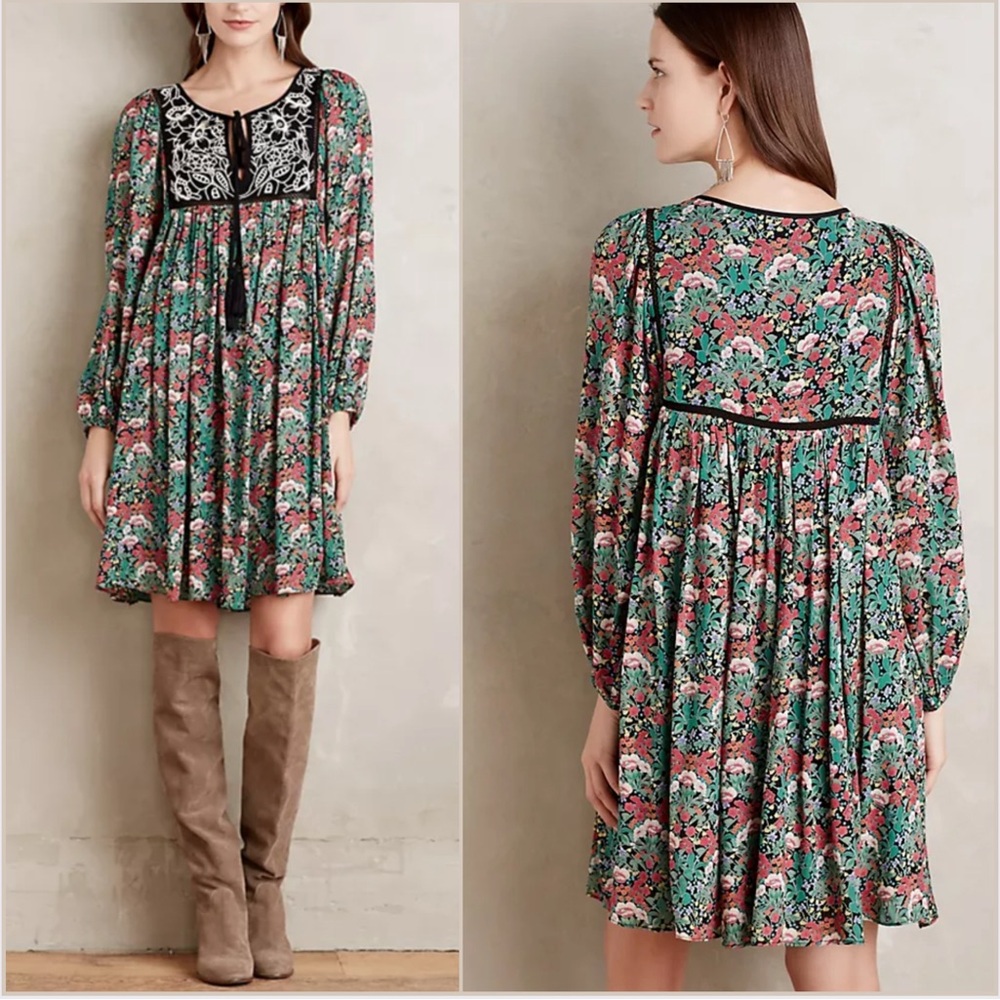 FLOREAT BY ANTHROPOLOGIE Ottava Boho Peasant Dress Size S